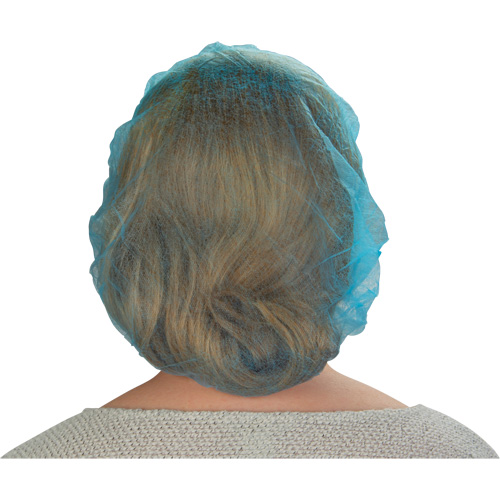 Non-Woven Bouffant Caps, Polypropylene, 21"/Large, Blue O-Max