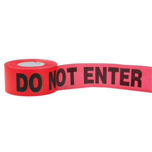 Rubans standards pour barricades, Anglais, 3" la x 1000' lo, 2 mils, Rouge O-Max