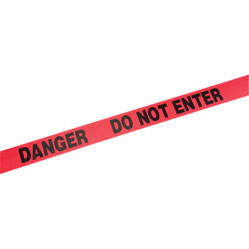 Rubans standards pour barricades, Anglais, 3" la x 1000' lo, 2 mils, Rouge O-Max
