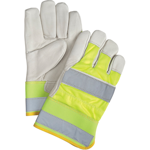 Yellow High-Visibility Superior Warmth Fitters Gloves, Large, Grain Cowhide Palm, Thinsulate Inner Lining O-Max