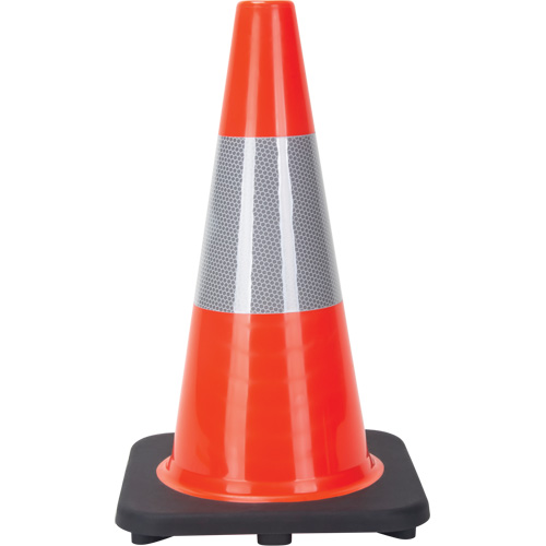 C&ocirc;ne de signalisation, 18", Orange, Bande(s) r&eacute;fl&eacute;chissante(s) 6" O-Max