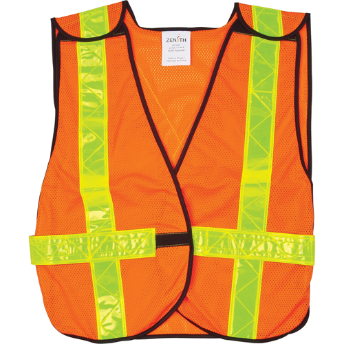 Standard-Duty Safety Vest, High Visibility Orange, Medium, Polyester O-Max