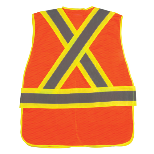 Flame-Resistant Surveyor Vest, High Visibility Orange, Medium, Polyester O-Max