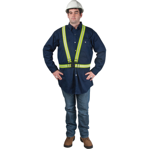 Standard-Duty Safety Harness, High Visibility Lime-Yellow, Silver Reflective Colour, Medium O-Max