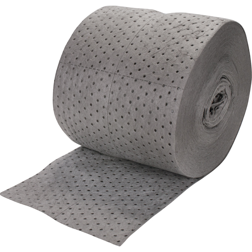 Rouleaux absorbants li&eacute;s de premi&egrave;re qualit&eacute;, Lourd, 150' lo x 15" la, Absorption 25 gal. O-Max