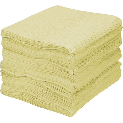 Feuilles absorbantes en fibres fines de premi&egrave;re qualit&eacute;, Mati&egrave;res dangereuses, 15" x 17", 30 gal. d'absorption O-Max