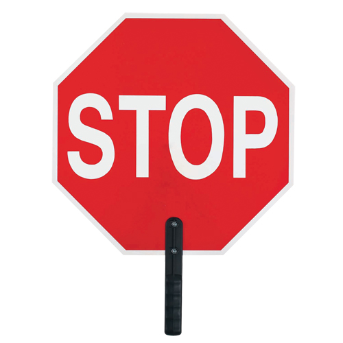"Stop" Traffic Sign, 18" x 18", Plastic, English with Pictogram O-Max
