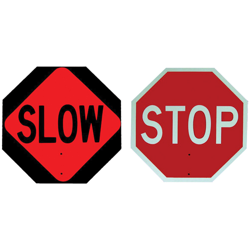 Panneau de signalisation &agrave; deux c&ocirc;t&eacute;s  Stop/Slow  O-Max