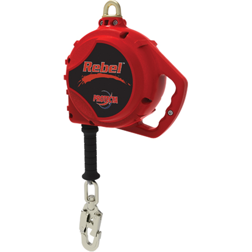 Cordage de s&eacute;curit&eacute; autor&eacute;tractable Rebel, 20', Acier galvanis&eacute;, Pivotant O-Max