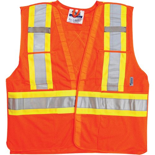 Vestes de s&eacute;curit&eacute; pour la circulation, Orange haute visibilit&eacute;, Moyen/Petit, Polyester O-Max