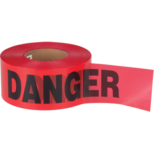 Ruban pour barricade Danger, Bilingue, 3" la x 1000' lo, 1,5 mil, Noir/rouge O-Max