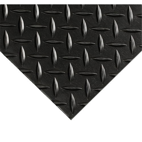 Tapis Diamond-Plate pour tableau de contr&ocirc;le no 701, 4' la x 10' lo, 1/4" &eacute;paisseur, Noir, PVC O-Max