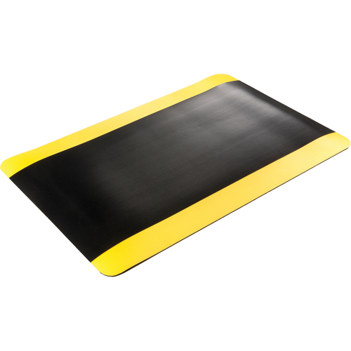 Tapis tr&egrave;s robuste pour panneau de contr&ocirc;le No 720, Ondul&eacute;, 3' x 10' x 5/8", Noir/Jaune, PVC O-Max