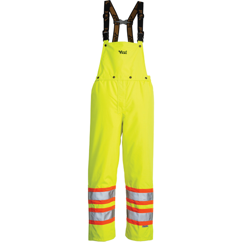 Pantalon de s&eacute;curit&eacute; Journeyman d&eacute;tachable &agrave; bavette, Polyester, Petit, Jaune lime haute visibilit&eacute; O-Max