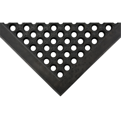 Anti-Fatigue Matting, Slotted, 3' x 5' x 7/8", Black, Natural Rubber O-Max