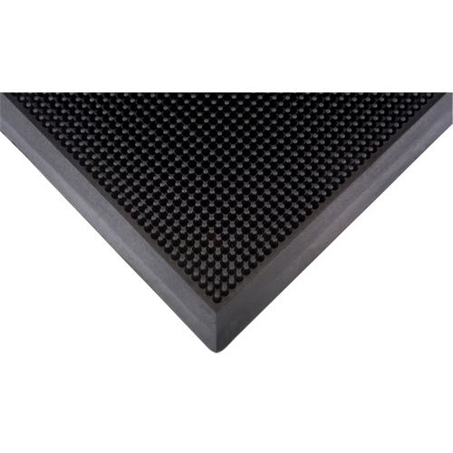 Outdoor Entrance Matting, Rubber, Scraper Type, Textured Pattern, 2' x 2-2/3', Black O-Max