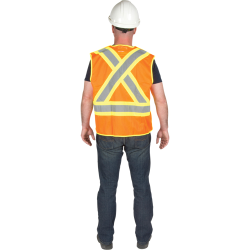 Veste de s&eacute;curit&eacute; d&eacute;tachable en cinq points de premi&egrave;re qualit&eacute;, Orange haute visibilit&eacute;, Grand/T-Grand, Polyester O-Max