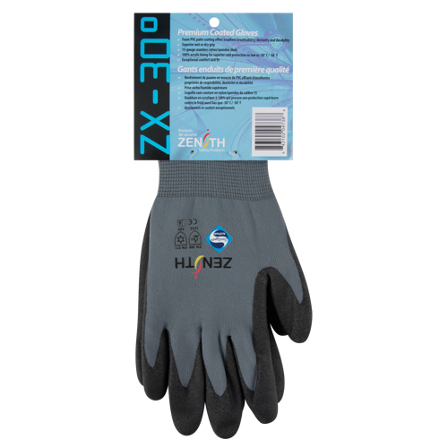 Gants enduits de premi&egrave;re qualit&eacute; ZX-30°, 10/T-Grand, R&ecirc;vetement PVC, Calibre 15, Enveloppe en Nylon O-Max