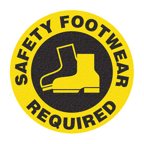 "Safety Footwear" Floor Sign, Adhesive, English with Pictogram O-Max