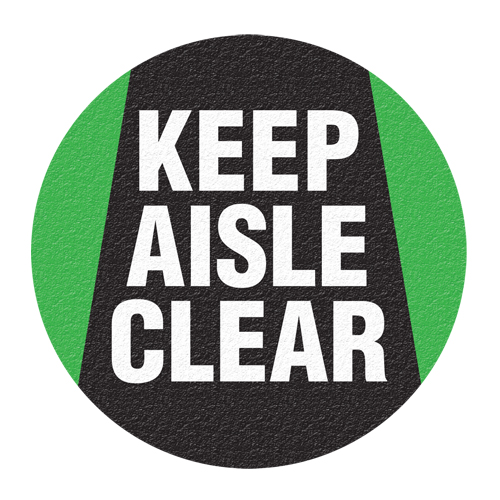 "Keep Aisle Clear" Floor Sign, Adhesive, English with Pictogram O-Max