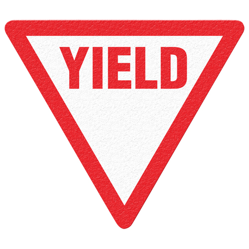 "Yield" Floor Sign, Adhesive, English with Pictogram O-Max