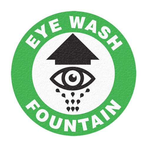"Eye Wash Fountain" Floor Sign, Adhesive, English with Pictogram O-Max