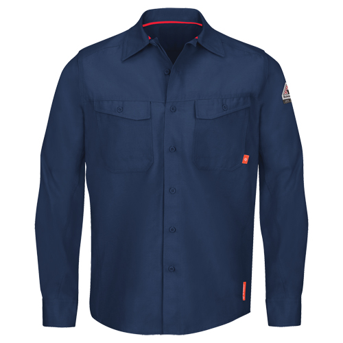 IQ Endurance&reg; Men's Work Shirts, Small, Navy Blue O-Max