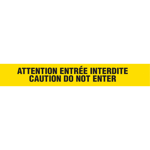Barricade Tape, Bilingual, 3" W x 1000' L, 3 mils, Black on Yellow O-Max
