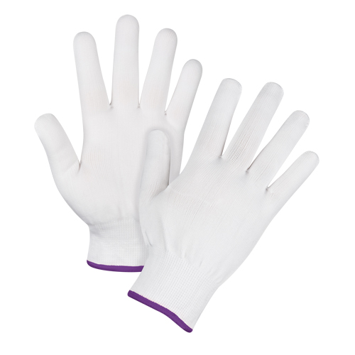 Seamless String Knit Gloves, Polyester, 15 Gauge, Ladies/X-Small O-Max