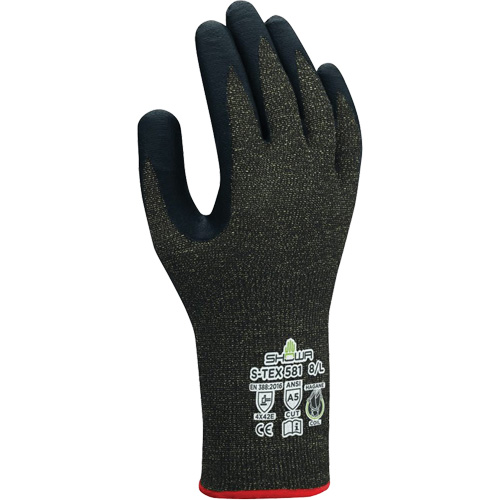 Gants r&eacute;sistants aux coupures S-TEX 581, Taille 6/Petit, Calibre 13, Rev&ecirc;tement Mousse de nitrile, Enveloppe en Acier inoxydable/Kevlar, ANSI/ISEA 105 niveau 5/EN 388 niveau E O-Max
