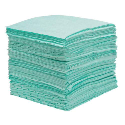 Feuilles absorbantes li&eacute;es de premi&egrave;re qualit&eacute;, Mati&egrave;res dangereuses, 15" x 18", 30 gal. d'absorption O-Max