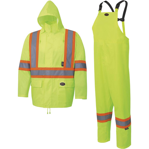5619 150D Oxford Rain Suit, Polyester, 2X-Large, High Visibility Lime-Yellow O-Max