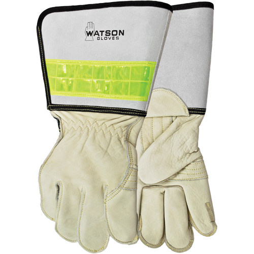 Circuit Breaker Linesman Welding Gloves, Grain Cowhide, Size Medium O-Max