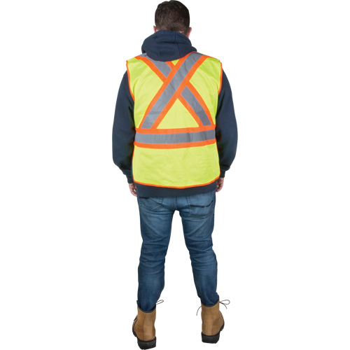 Veste d'arpenteur r&eacute;sistante aux flammes, Jaune lime haute visibilit&eacute;, Moyen, Polyester O-Max