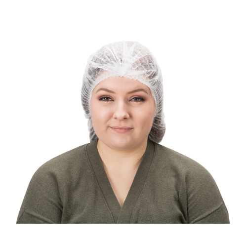 Bonnet bouffant pliss&eacute;, Polypropyl&egrave;ne, 19", Blanc O-Max