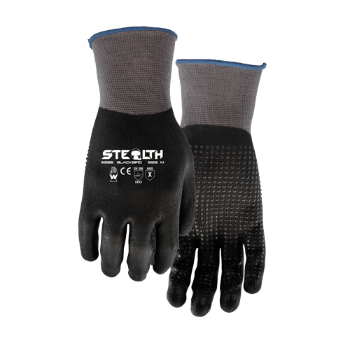 Gants 395 Stealth Blackbird, 11/2T-Grand, R&ecirc;vetement Mousse de nitrile, Calibre 15, Enveloppe en Nylon O-Max
