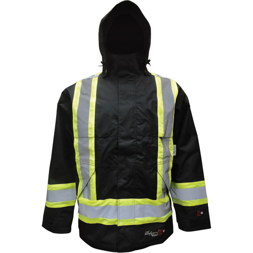 Insulated Jacket, Polyester/Polyurethane, Black, Small O-Max