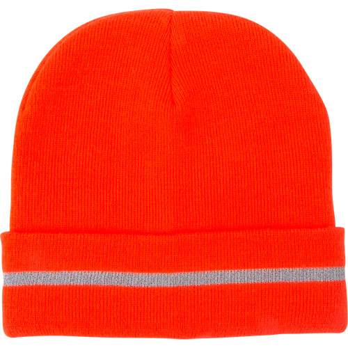 Bonnet en tricot haute visibilit&eacute; avec bande r&eacute;fl&eacute;chissante, Orange haute visibilit&eacute;, Acrylique O-Max