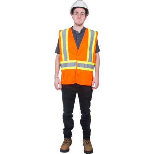 Veste de s&eacute;curit&eacute; pour la circulation, Orange haute visibilit&eacute;, Moyen, Polyester O-Max