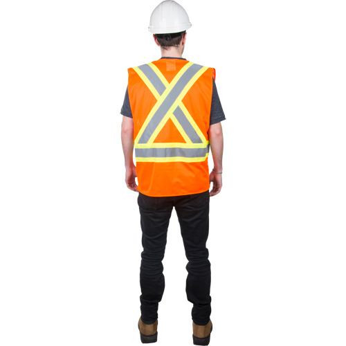 Veste de s&eacute;curit&eacute; pour la circulation, Orange haute visibilit&eacute;, Moyen, Polyester O-Max