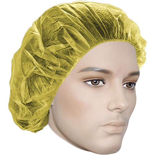 Bonnets bouffants, Polypropyl&egrave;ne, 24", Jaune O-Max