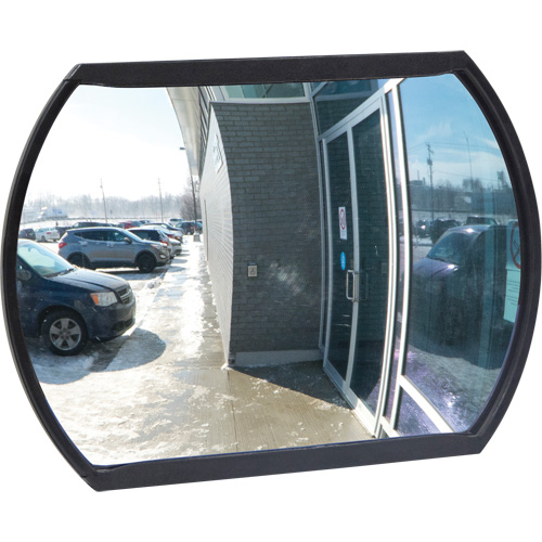Roundtangular Convex Mirror with Bracket, 12" H x 18" W, Indoor/Outdoor O-Max