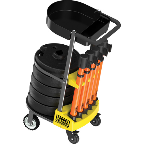 Chariot de transport avec plateau pour barri&egrave;re PLUS, 75' lo, M&eacute;tal, Orange O-Max