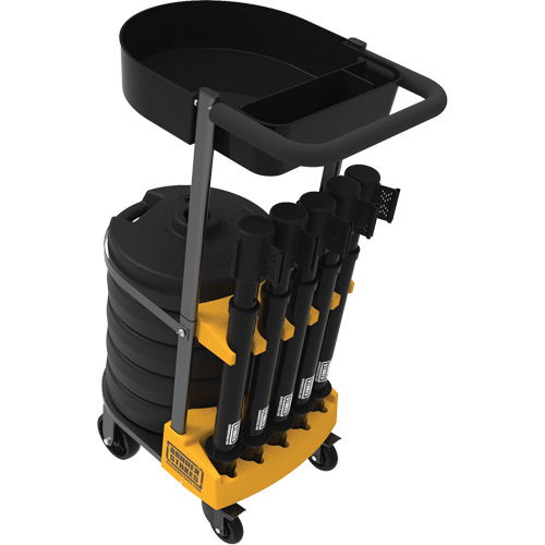 Chariot de transport avec plateau pour barri&egrave;re PLUS, 75' lo, M&eacute;tal, Noir O-Max