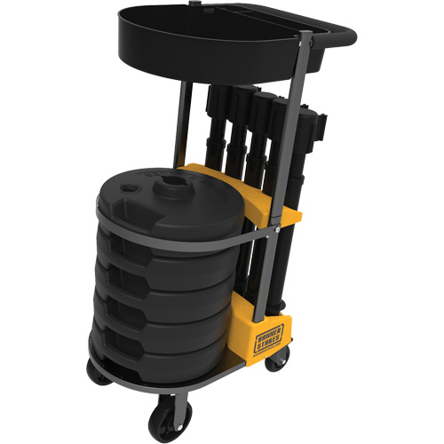 Chariot de transport avec plateau pour barri&egrave;re PLUS, 75' lo, M&eacute;tal, Noir O-Max