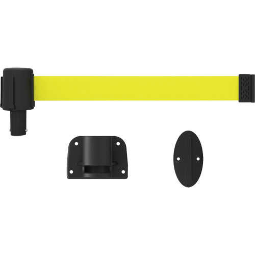 Syst&egrave;me de montage mural pour barri&egrave;re PLUS, Plastique, Fixation par vis, 15', Ruban Jaune O-Max