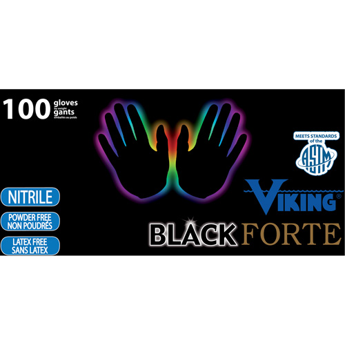 34605 Forte Disposable Gloves, Small, Nitrile, 6-mil, Powder-Free, Black O-Max