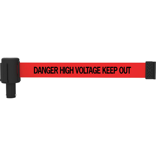 PLUS Banner Cassette, Danger High Voltage Keep Out, 15', Red Tape O-Max