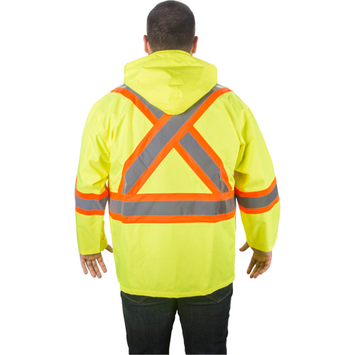 RZ1000 Rain Jacket, Polyester, Small, High Visibility Lime-Yellow O-Max
