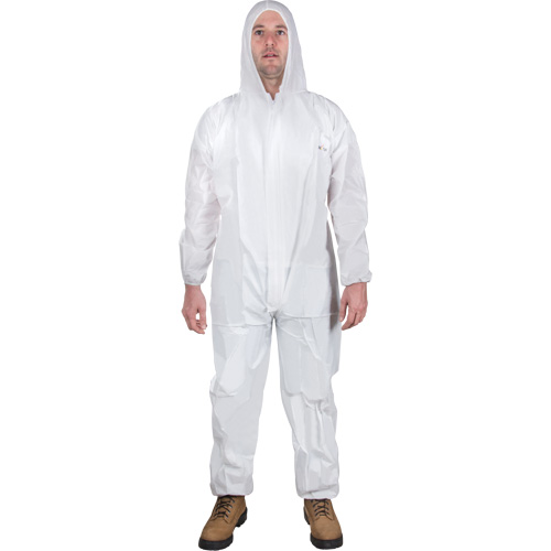 Hooded Coveralls, Medium, White, SMS O-Max